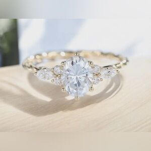 14k Gold Plated Ring with sparkling accent stones